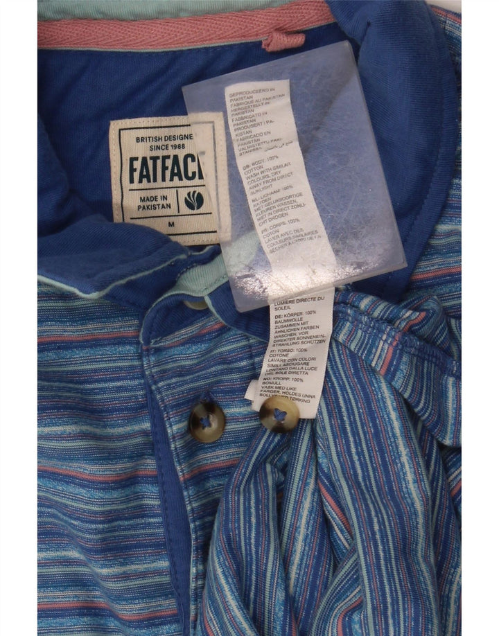 FAT FACE Herren-Poloshirt aus mittelblau gestreifter Baumwolle