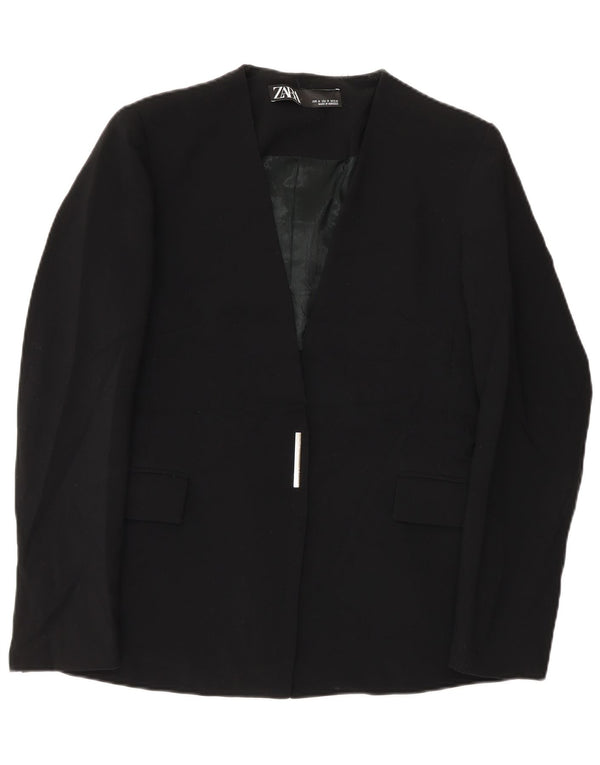 Zara Damen Blazer Jacke UK 12 Medium Schwarz
