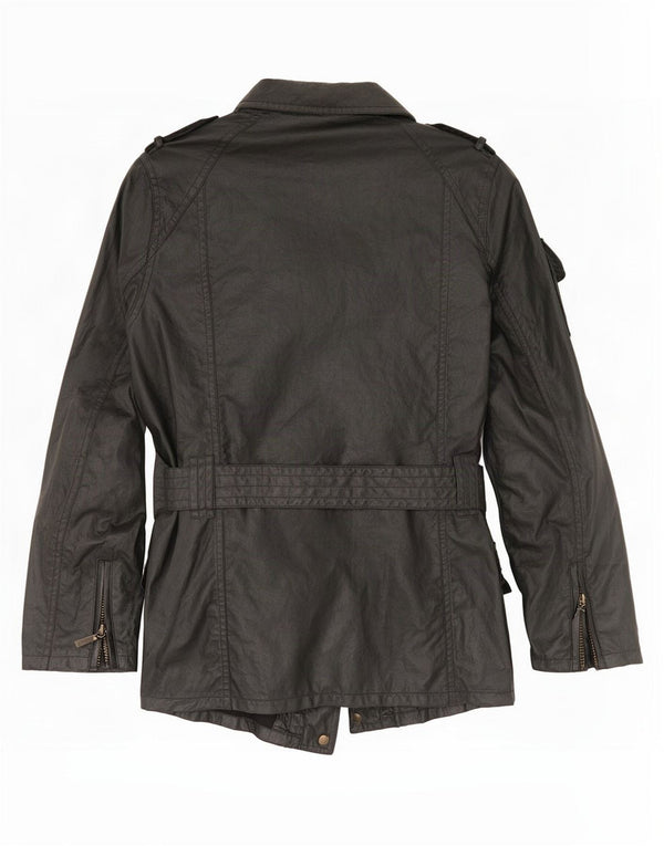 Barbour Damen Militärjacke aus Kunstleder, UK 14, Größe L, Schwarz, Polyester