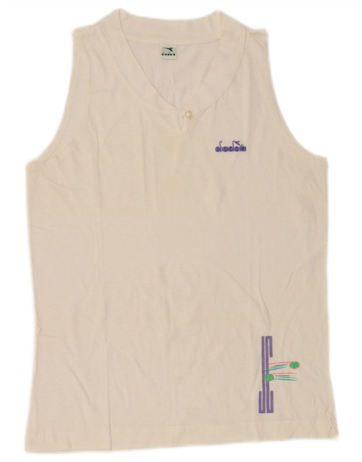 Diadora Damen Weste Top UK 12 Medium Weiß