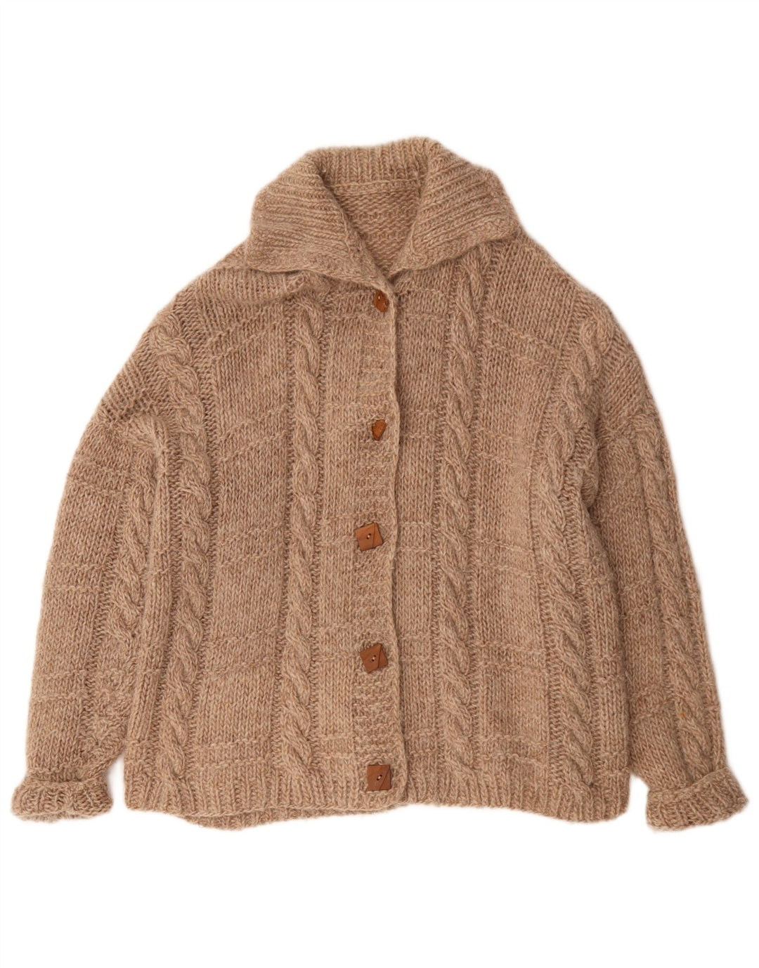 Vintage Damen Oversized Cardigan Pullover UK 20 2XL Braun