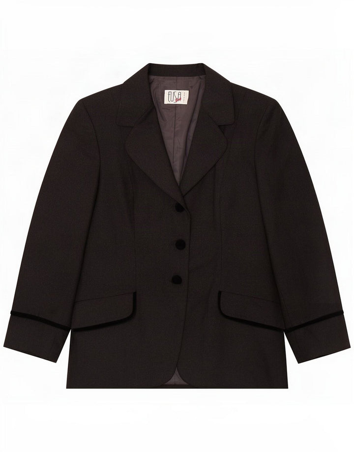 Vintage Damen 3-Knopf-Blazerjacke IT 50 XL Graue Schurwolle