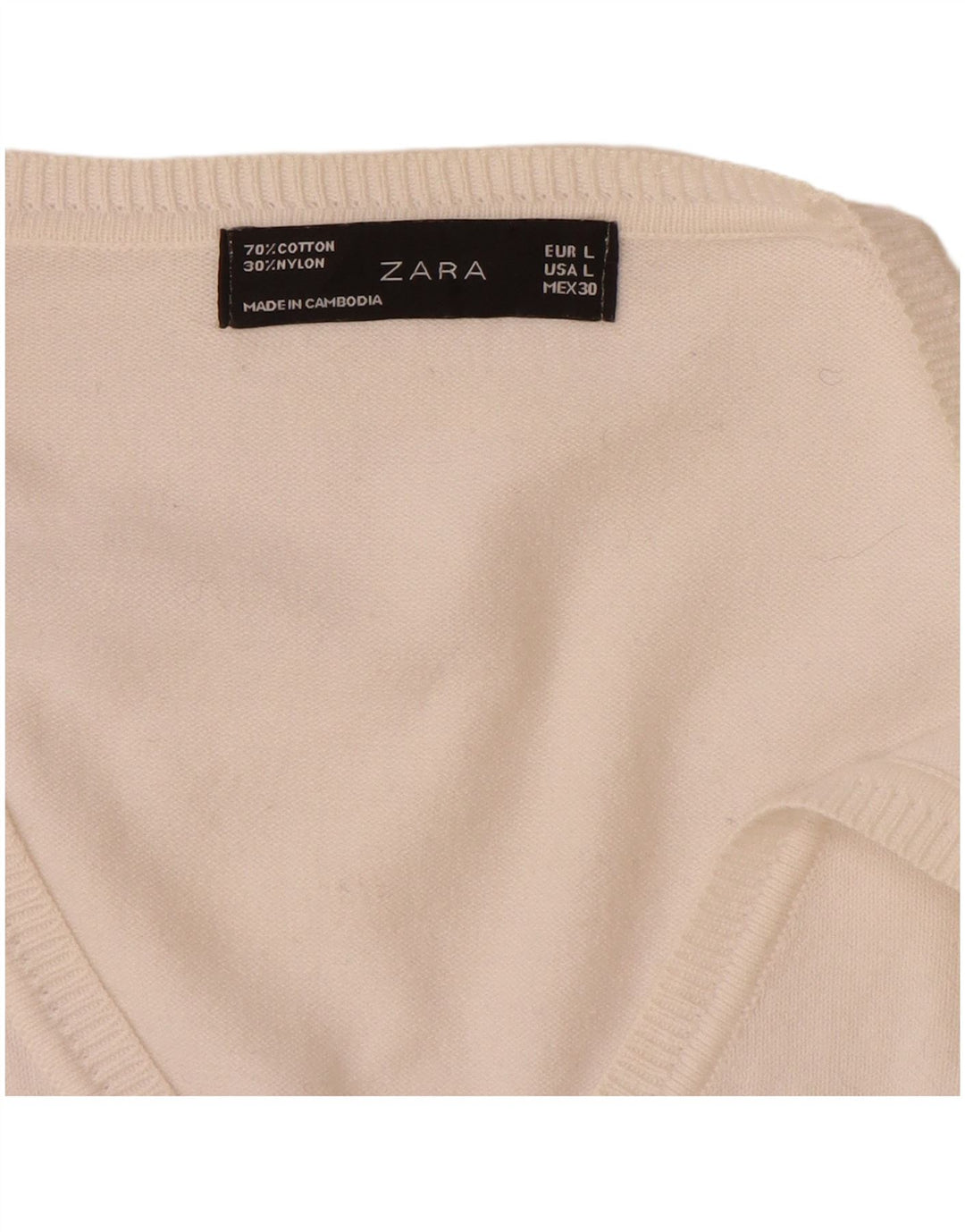 Zara Damen-Cardigan-Pullover UK 14 Große weiße Baumwolle