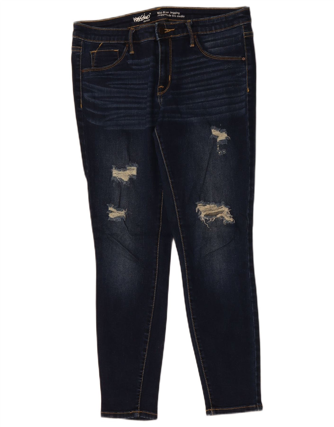 MOSSIMO Damen Distressed Mid Rise Skinny Jeans US 10 Medium W30 L27 Blau