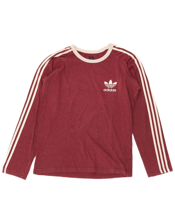 Adidas Herren-Oberteil aus langärmliger Baumwolle in mittlerem Burgunderrot