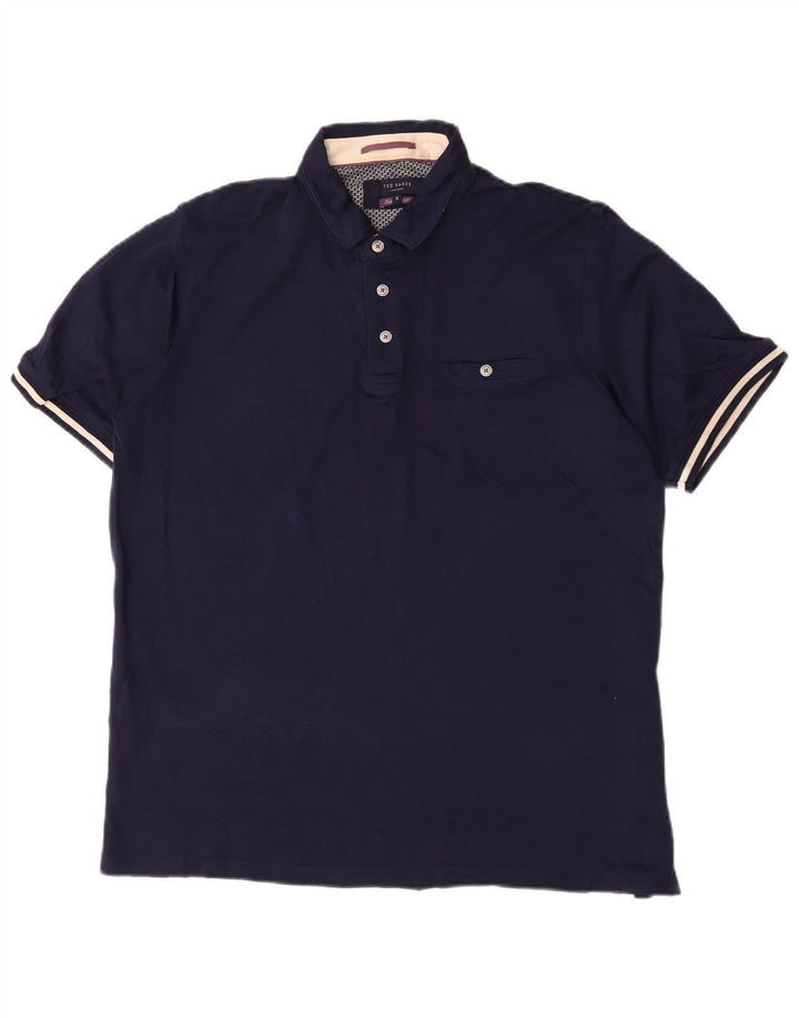 Ted Baker Herren-Poloshirt, Größe 5, XL, marineblaue Baumwolle