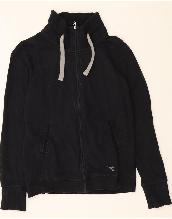 DIADORA Womens Tracksuit Top Jacket UK 10 Small Navy Blue Cotton Vintage Diadora and Second-Hand Diadora from Messina Hembry 