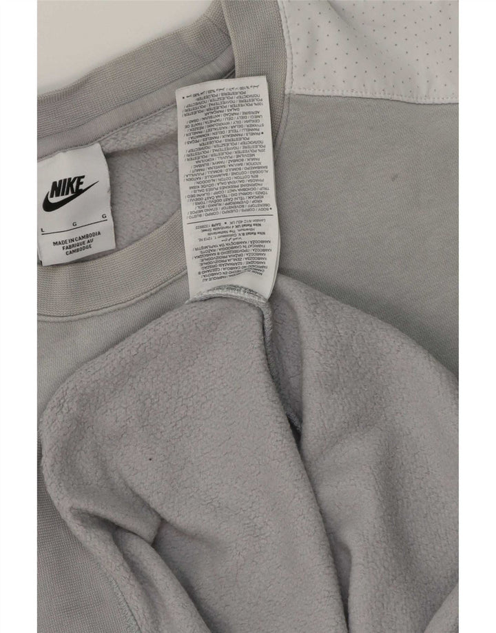 Nike Herren-Sweatshirt mit Grafik, groß, graue Farbblock-Baumwolle