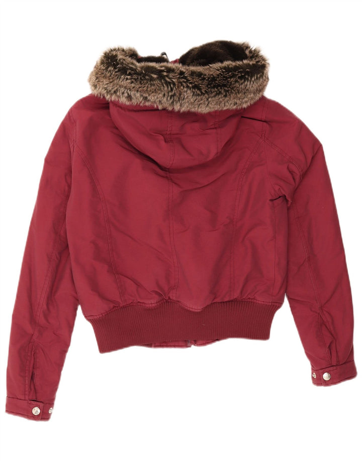 Refrigue Wattierte Damenjacke mit Kapuze, UK 10, Größe S, Burgunderrot, Baumwolle