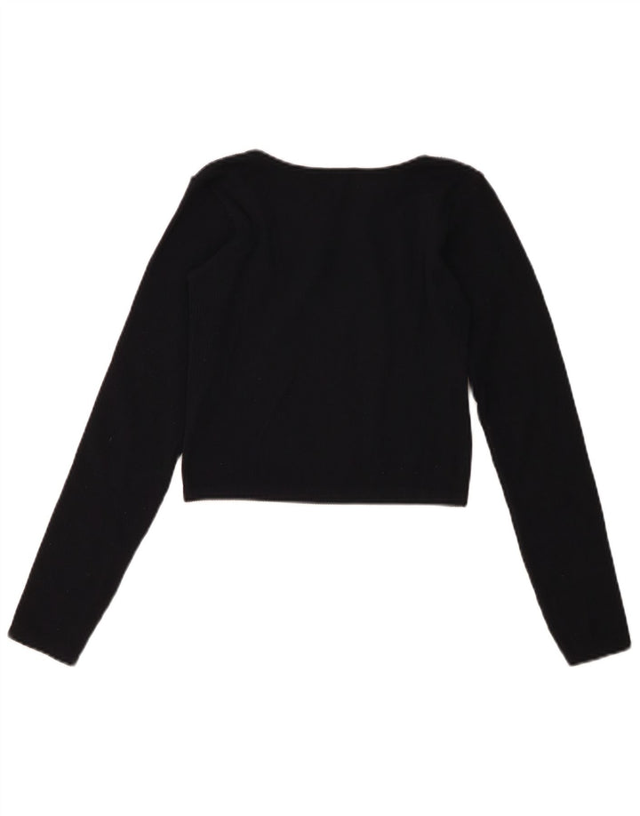Zara Damen Langarm-Crop-Top UK 16 Large Marineblau