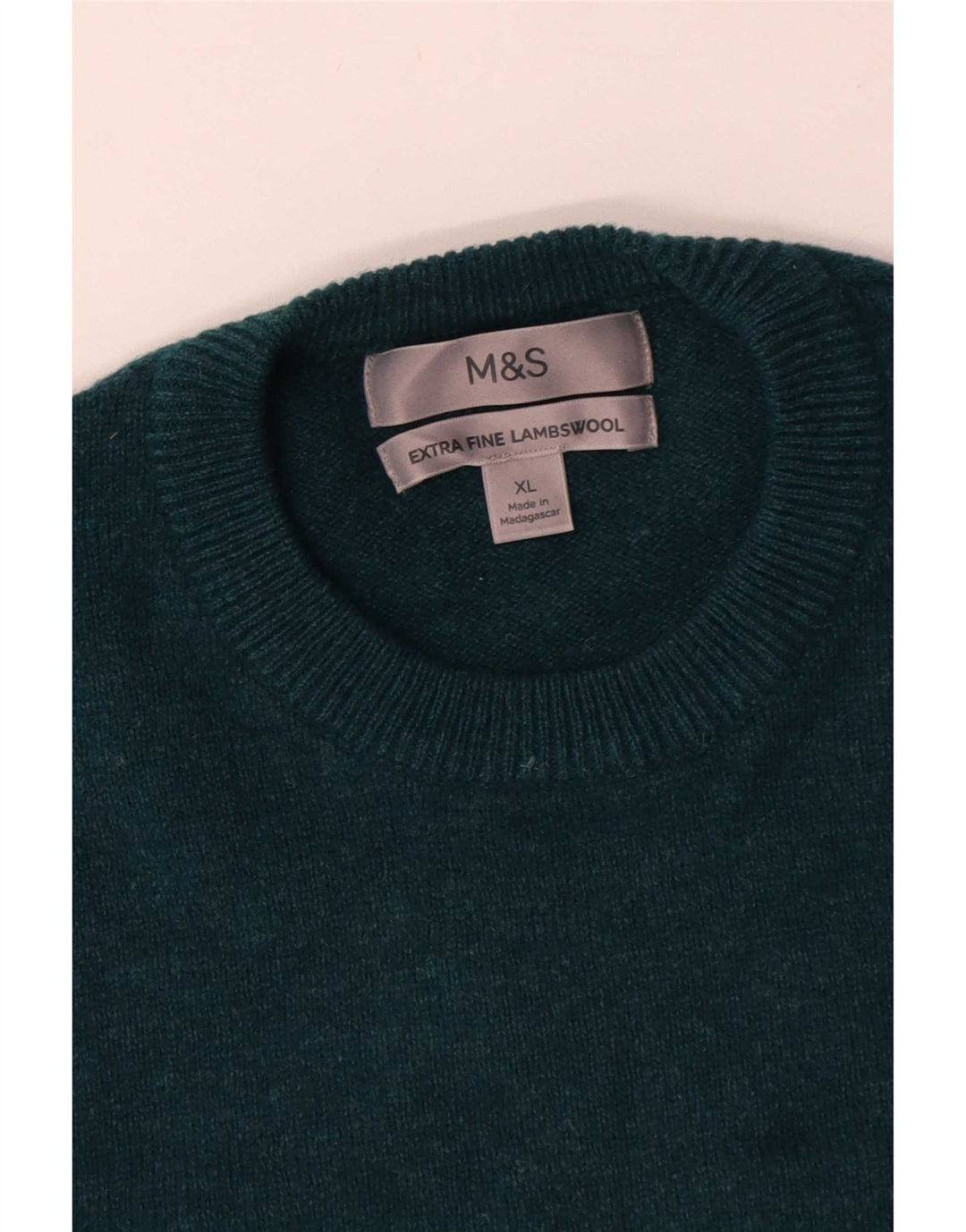Marks & Spencer Herren-Pullover mit Rundhalsausschnitt, XL, grüne Lammwolle