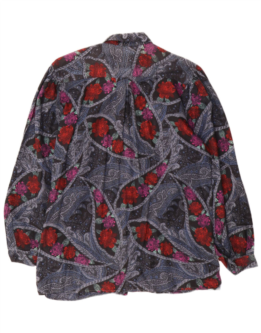 VINTAGE Damen Hemd UK 16 Großes mehrfarbiges Blumenmuster