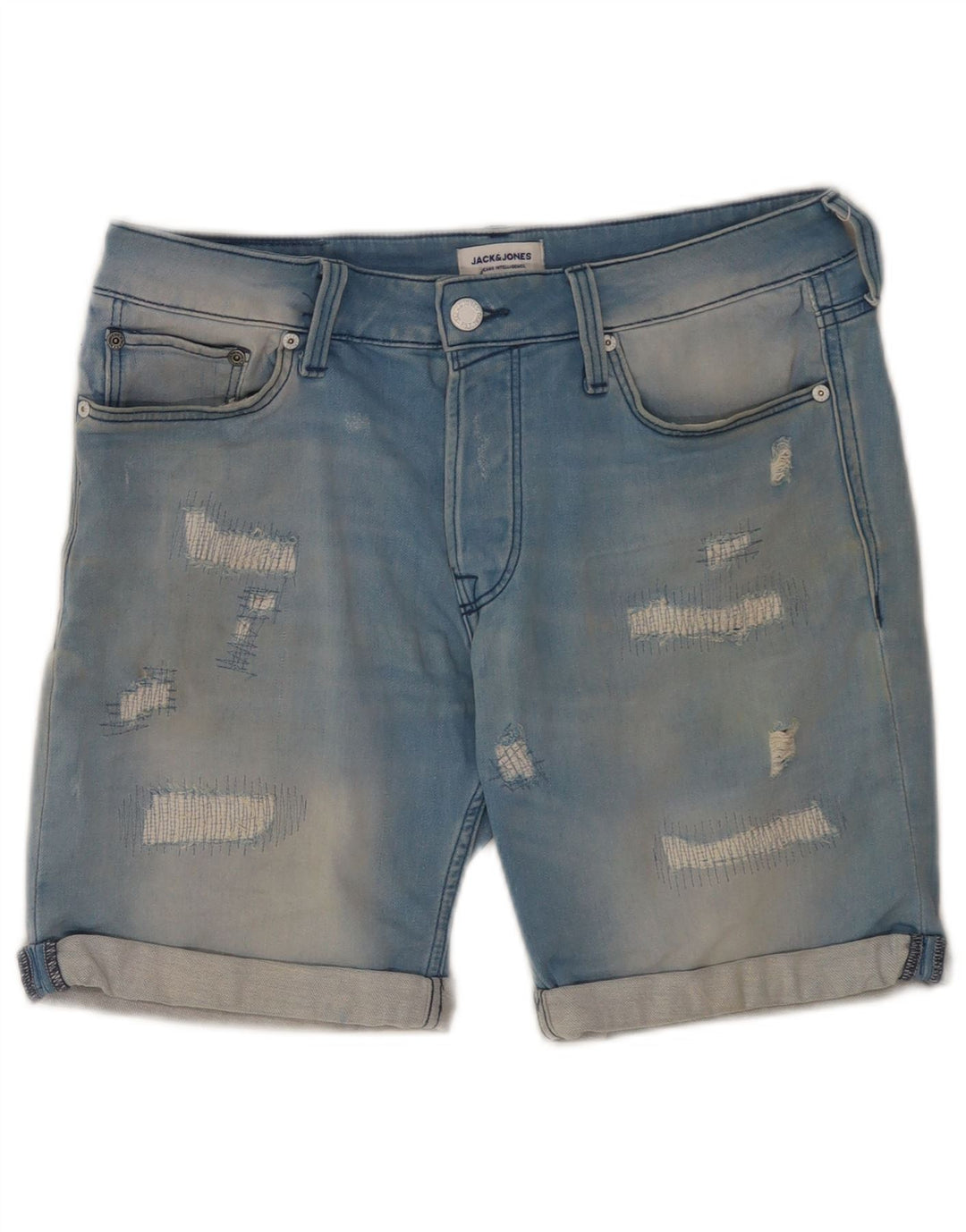 Jack & Jones Herren-Jeansshorts im Used-Look, Größe S, W29, Blau, Baumwolle