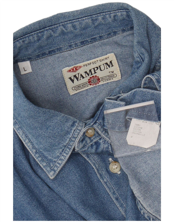 Wampum Herren-Jeanshemd, groß, aus blauer Baumwolle
