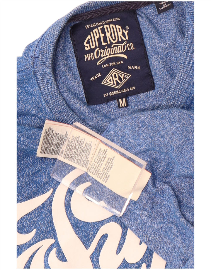 Superdry Herren Grafik-T-Shirt-Oberteil aus mittelblau gefleckter Baumwolle