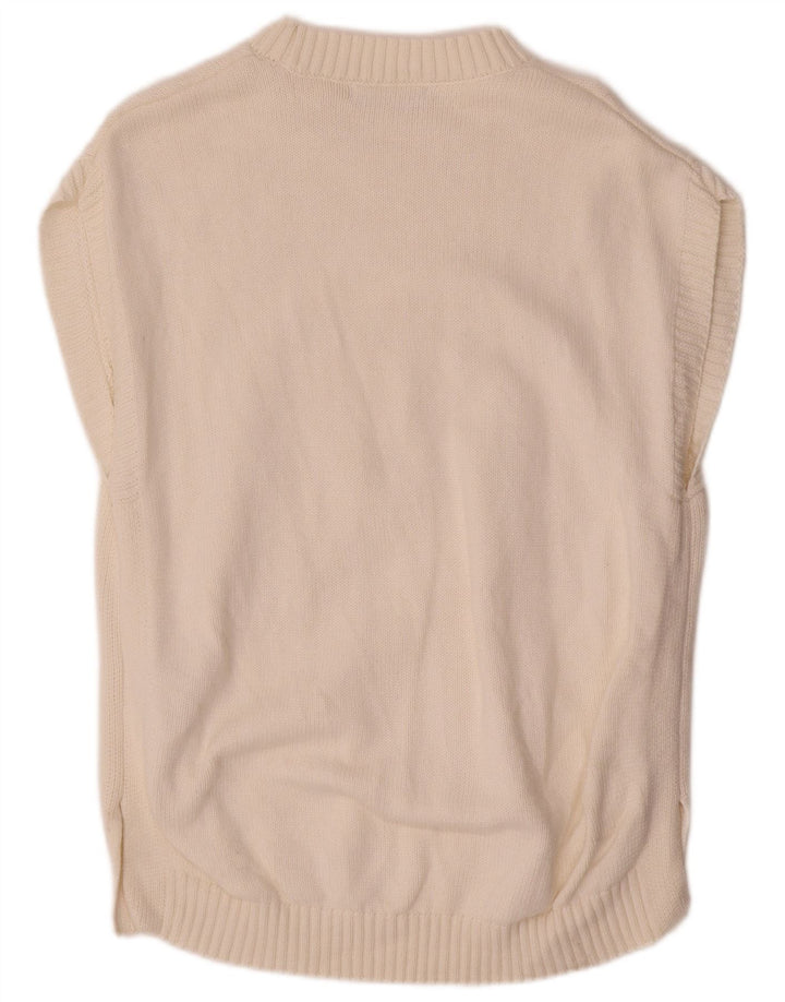 Marks & Spencer Herren-Weste-Tanktop, mittelgroß, gebrochenes Weiß, Argyle/Diamant-Baumwolle