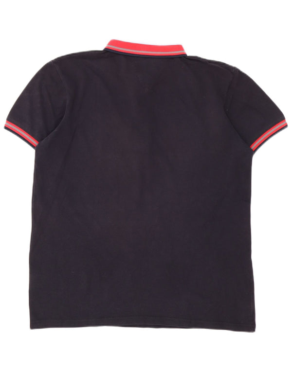 Jeckerson Herren-Poloshirt aus mittelblauer, marineblauer Colourblock-Baumwolle