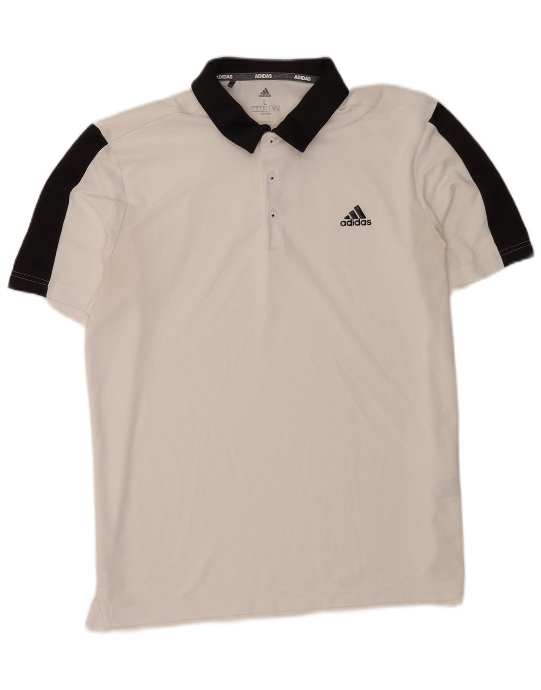 Adidas Herren-Poloshirt, groß, weißes Colourblock-Polyester