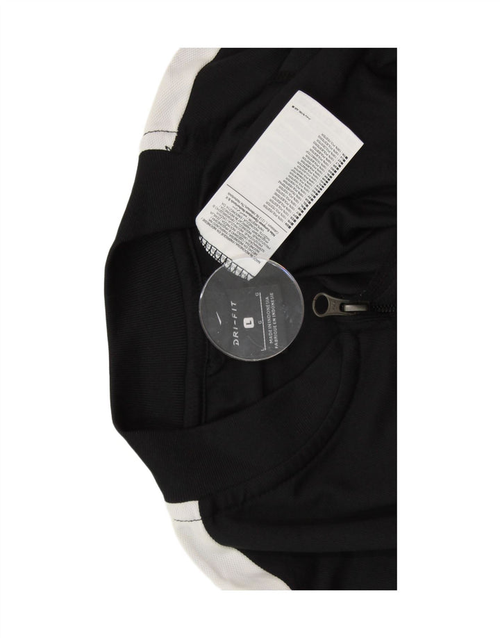 NIKE Herren-Trainingsanzug-Oberteil mit Dri-Fit-Funktion, groß, schwarzes Farbblock-Polyester