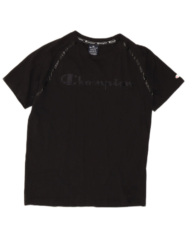 Champion Damen Grafik-T-Shirt-Oberteil UK 14 Medium Schwarz