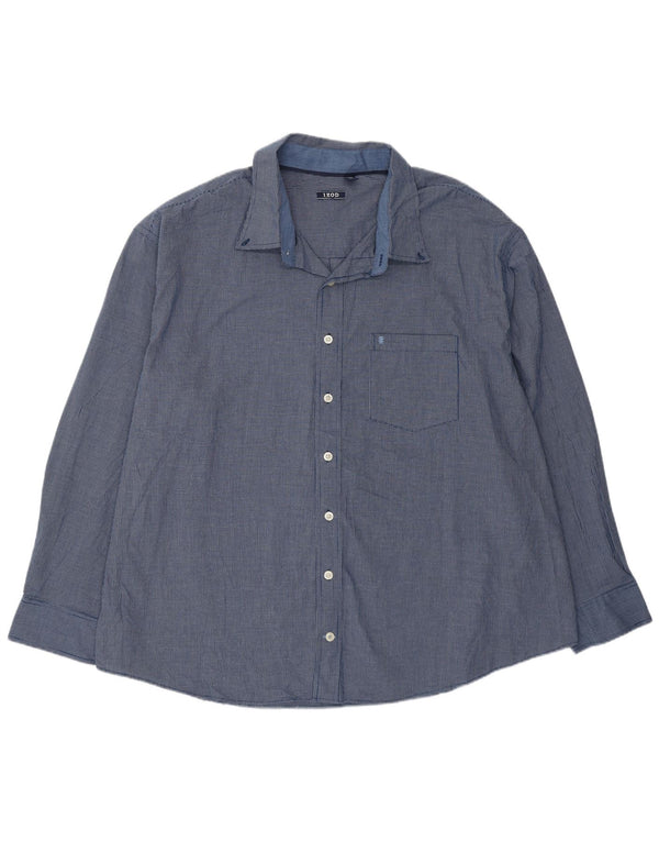 Izod Kariertes Herrenhemd 3XL aus blauer Gingham-Baumwolle