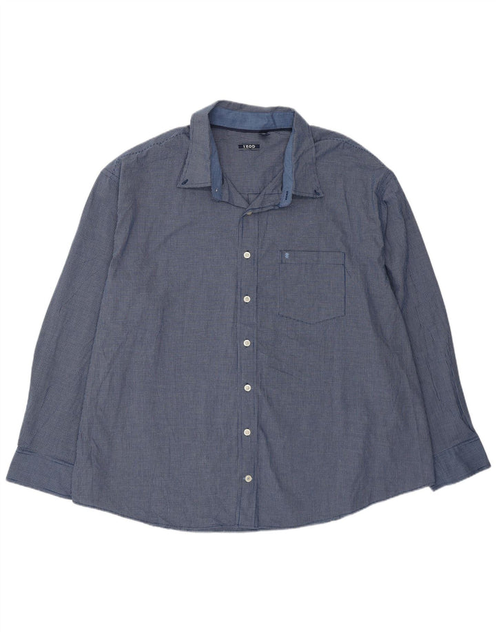 Izod Kariertes Herrenhemd 3XL aus blauer Gingham-Baumwolle