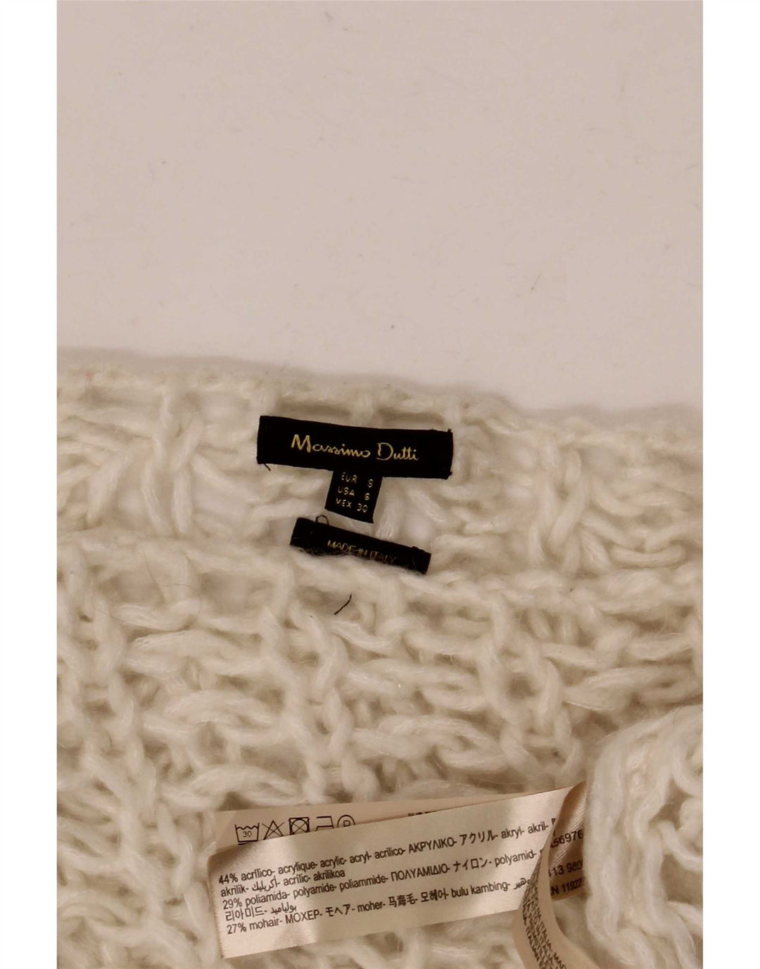 Massimo Dutti Damen-Pullover mit U-Boot-Ausschnitt, Gr. 10, Größe S, gebrochenes Weiß
