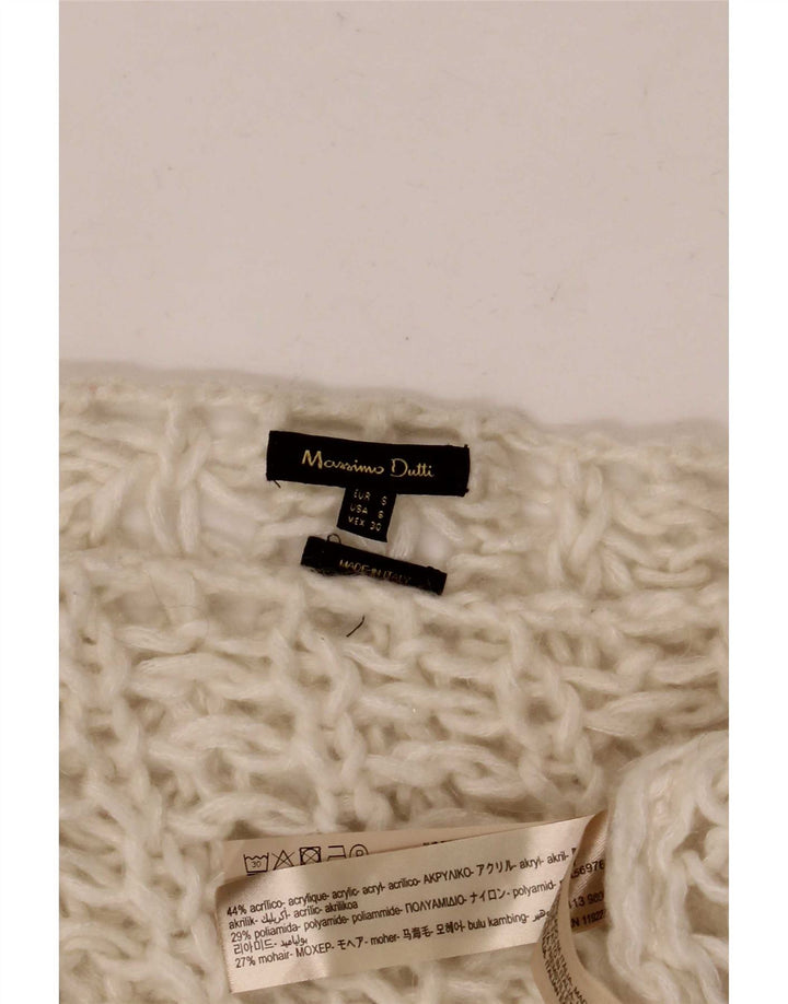 Massimo Dutti Damen-Pullover mit U-Boot-Ausschnitt, Gr. 10, Größe S, gebrochenes Weiß