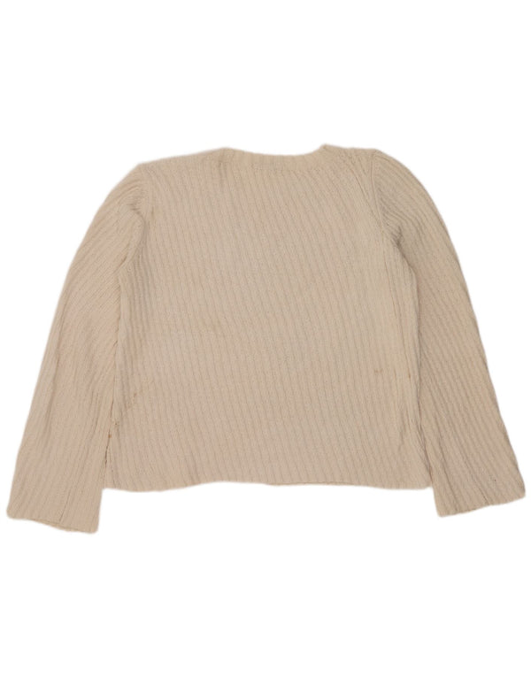 Zara Damen-Pullover mit U-Boot-Ausschnitt, Gr. 40, Größe L, gebrochenes Weiß