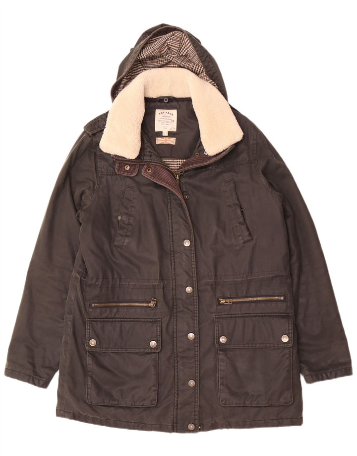 Fat Face Damen-Parka mit Kapuze, UK 12, mittelschwarz, Baumwolle