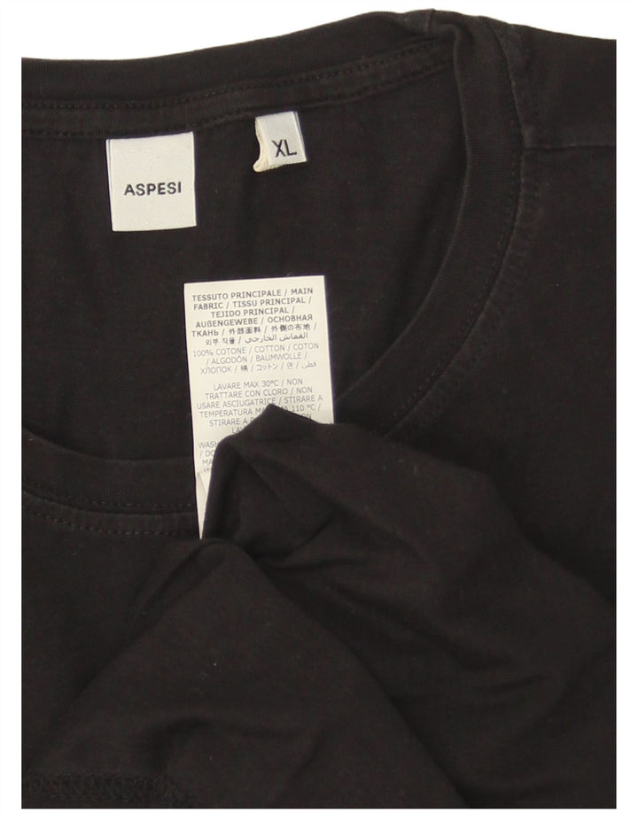 Aspesi Herren Grafik T-Shirt Top XL Schwarz Baumwolle