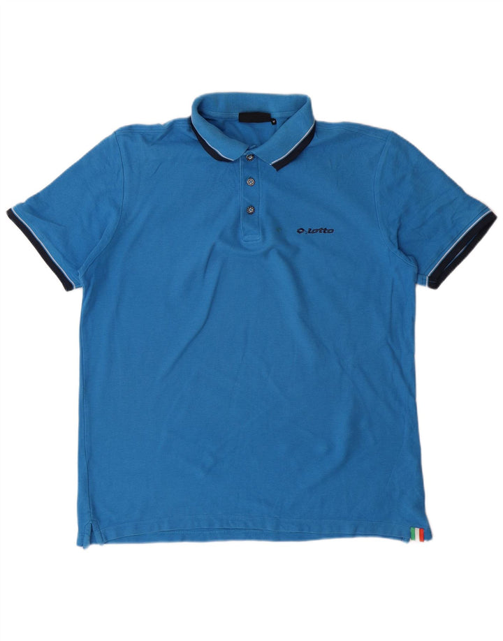 LOTTO Mens Polo Shirt Medium Blue Cotton