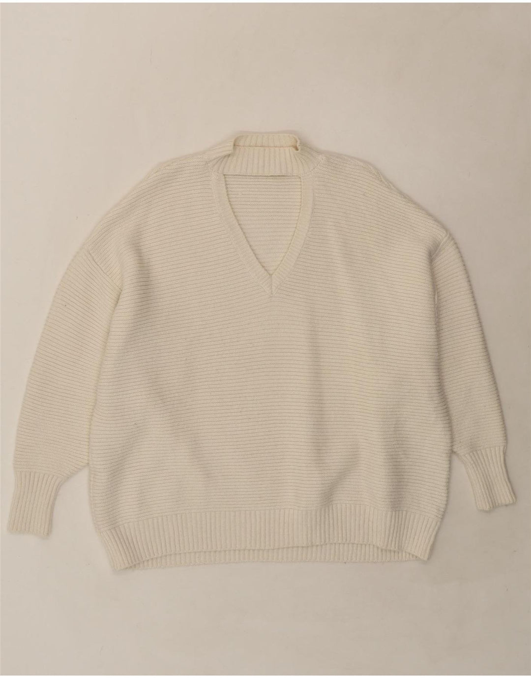 ZARA Womens Oversized Turtle Neck Jumper Sweater UK 10 Small White Viscose Vintage Zara and Second-Hand Zara from Messina Hembry 