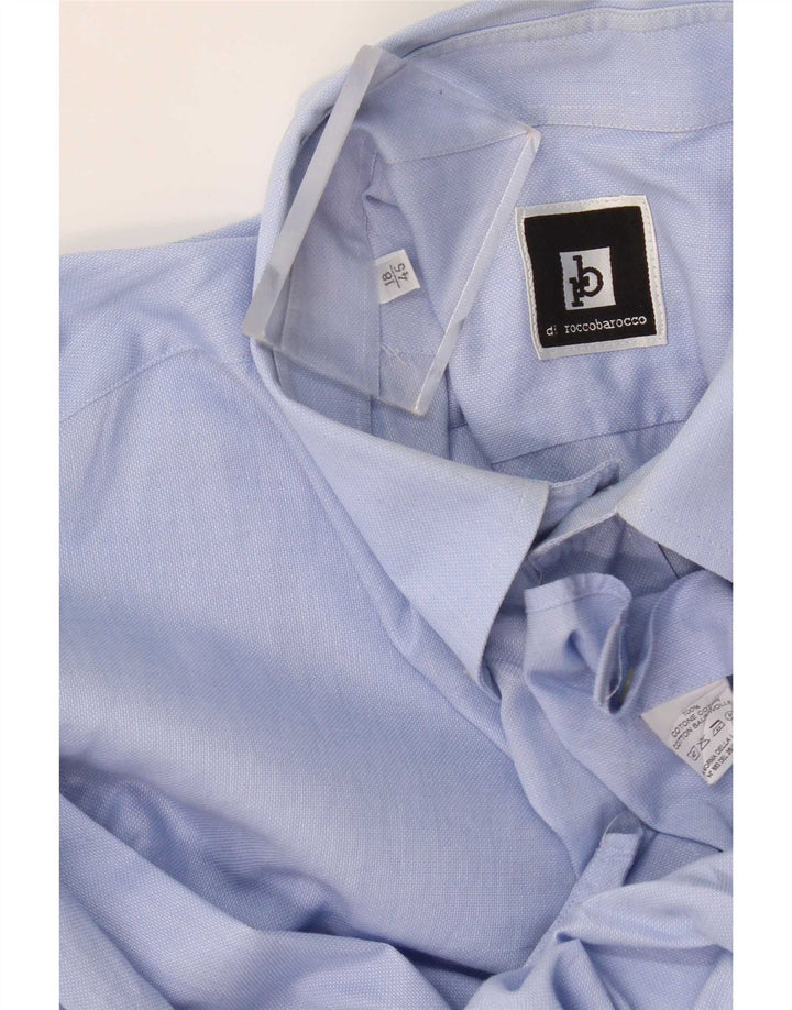 Roccobarocco Herrenhemd Größe 45 18 2XL Blaue Baumwolle