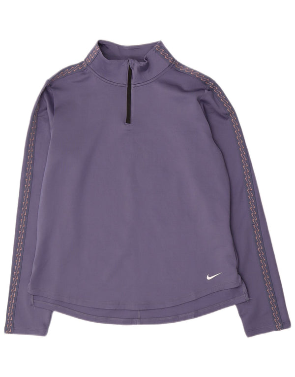 Nike Damen Therma-Fit Zip Neck Graphic Top Langarm UK 14 Mittellila