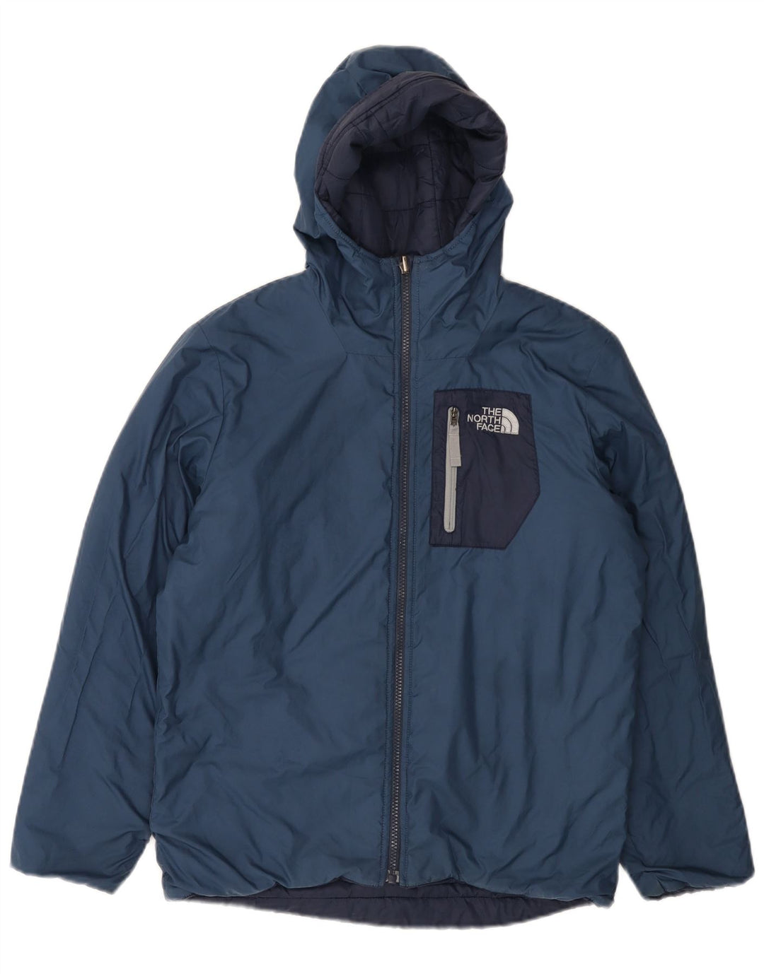 THE NORTH FACE Wattierte Jacke mit Kapuze für Jungen, 11–12 Jahre, Größe L, Marineblau