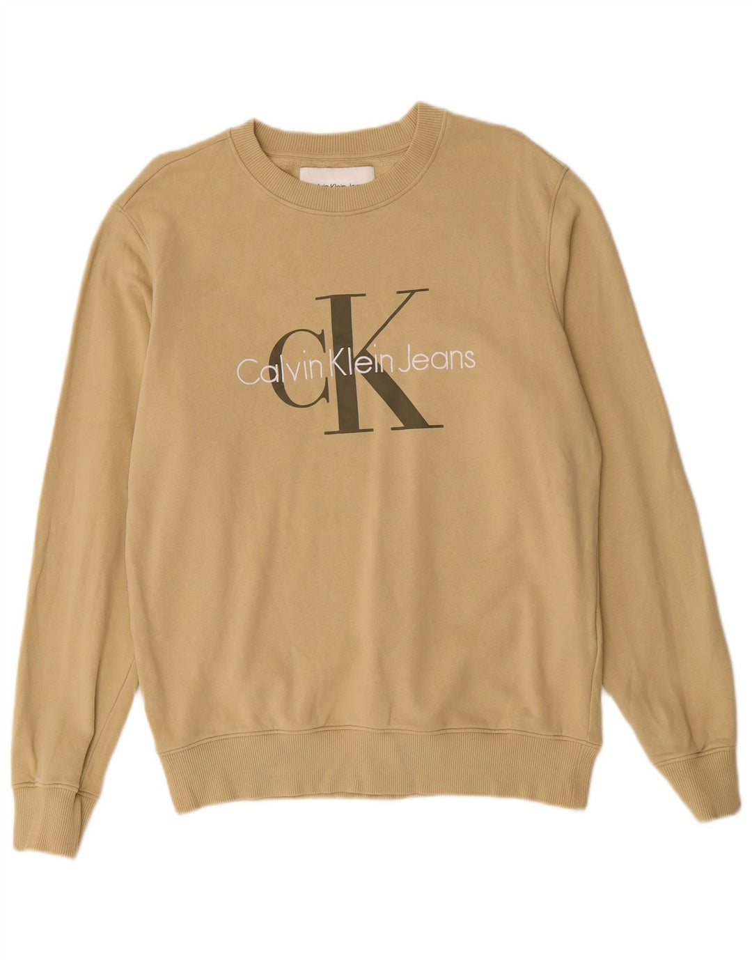 CALVIN KLEIN JEANS Herren-Sweatshirt mit Grafik, mittlere beige Baumwolle