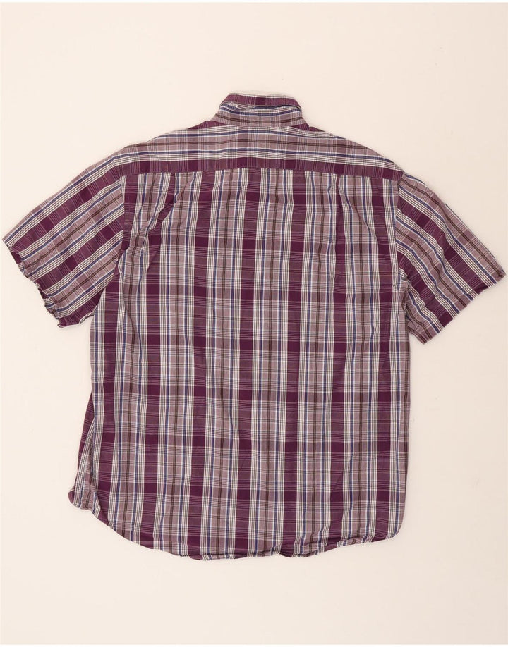IZOD Mens Short Sleeve Shirt Large Purple Check Cotton Vintage Izod and Second-Hand Izod from Messina Hembry 