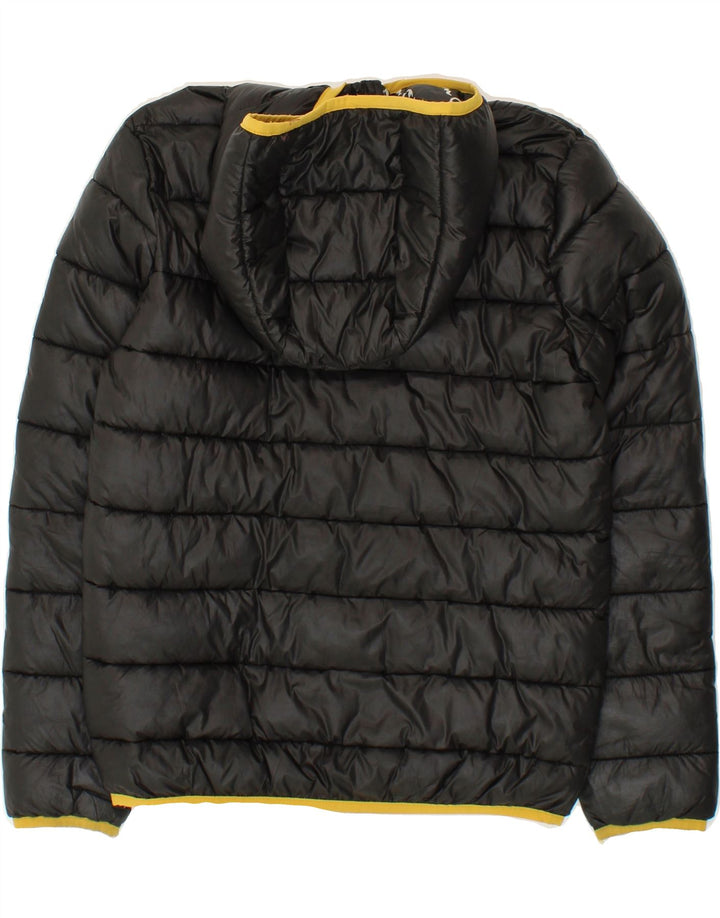 CHAMPION Boys Hooded Padded Jacket 11-12 Years Large  Black Polyester Vintage Champion and Second-Hand Champion from Messina Hembry 