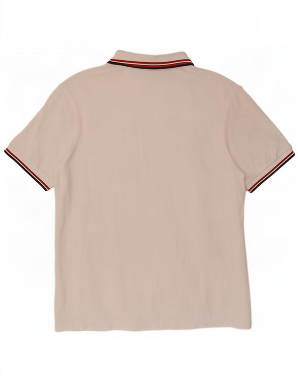 Fred Perry Herren Poloshirt 2XL weiß gestreift aus Baumwolle