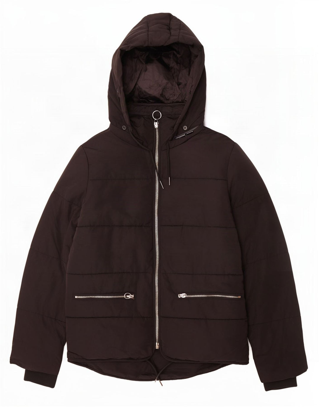 Topshop Damen-Jacke mit Kapuze, gepolstert, Größe S, UK 8, Schwarz, Polyester