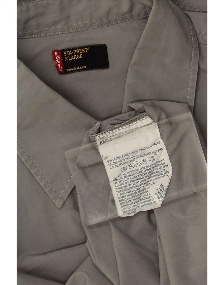LEVI'S Mens Sta-Prest Shirt XL Grey Cotton Vintage Levi's and Second-Hand Levi's from Messina Hembry 