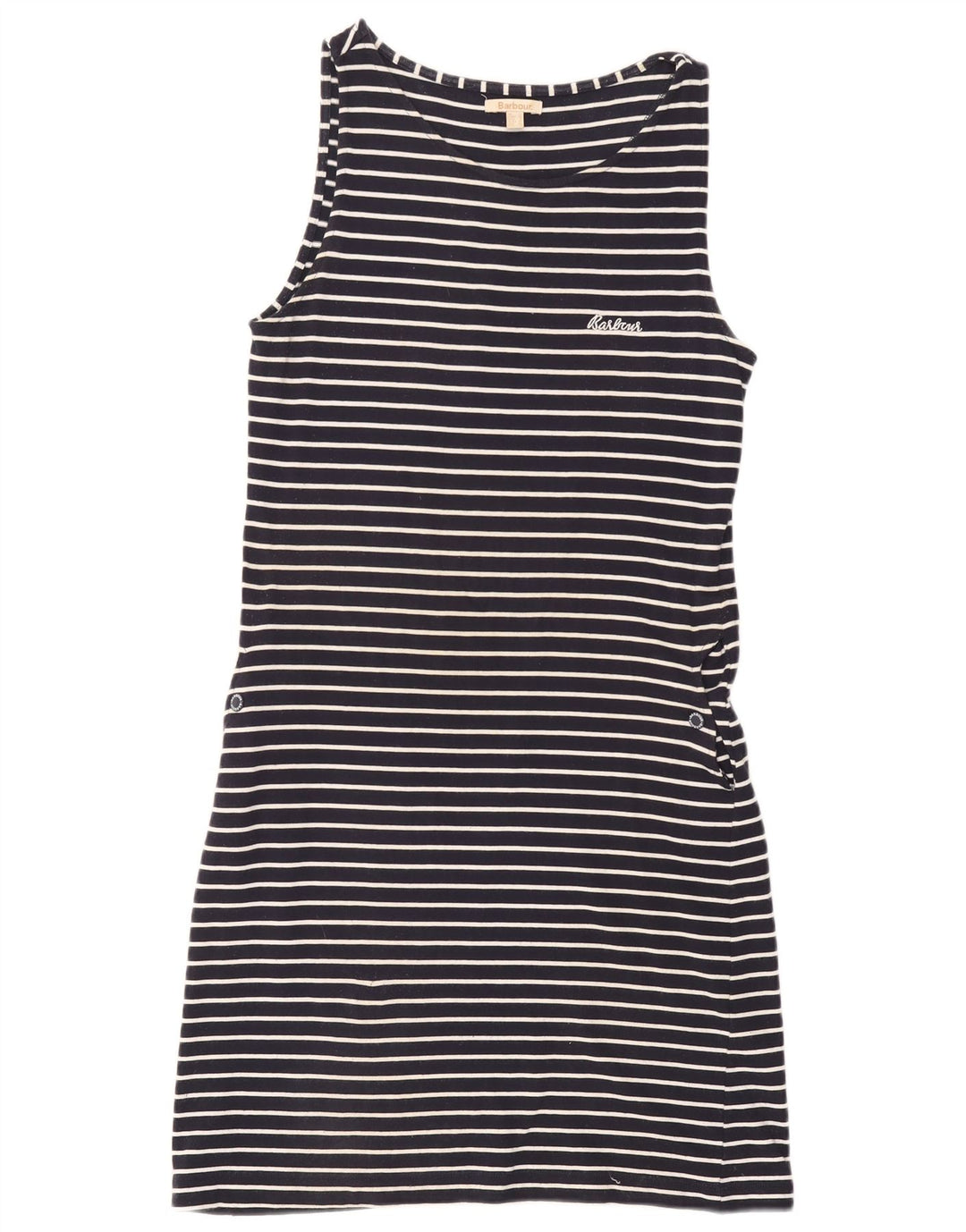 BARBOUR Ärmelloses T-Shirt-Kleid für Damen, UK 12, mittelmarineblau gestreift