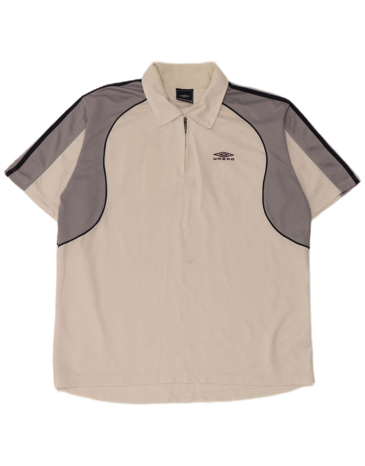 Umbro Herren-Poloshirt XL, weißes Colourblock-Polyester