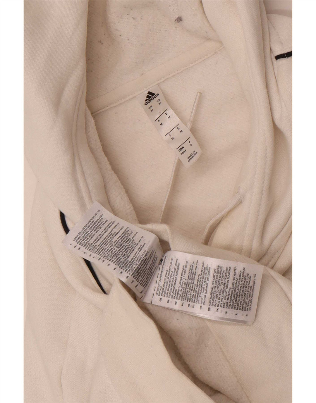Adidas Herren Kapuzenpullover aus mittelweißer Baumwolle