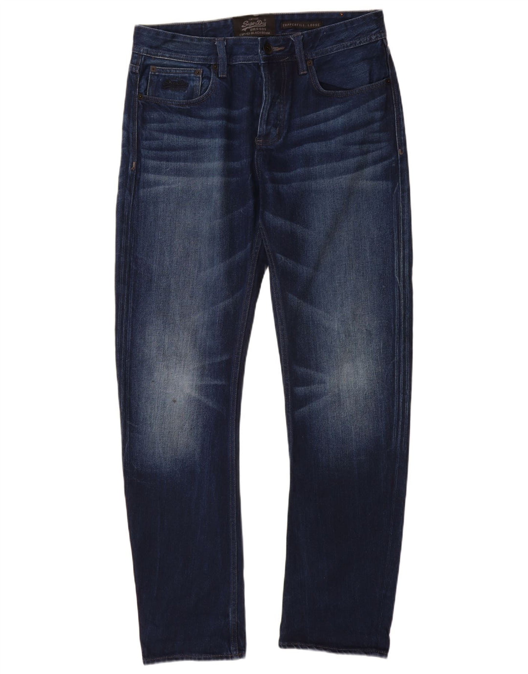 SUPERDRY Herren Copperfill Slim Jeans W32 L32 Marineblaue Baumwolle