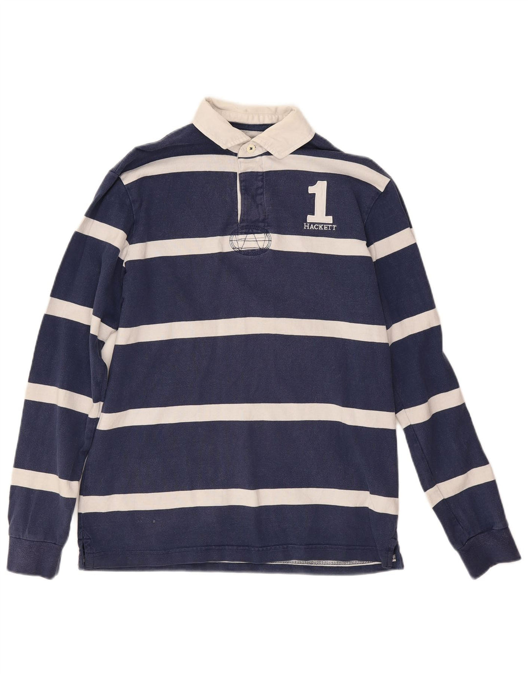 Hackett Herren-Langarm-Rugby-Poloshirt, Größe S, Marineblau gestreift