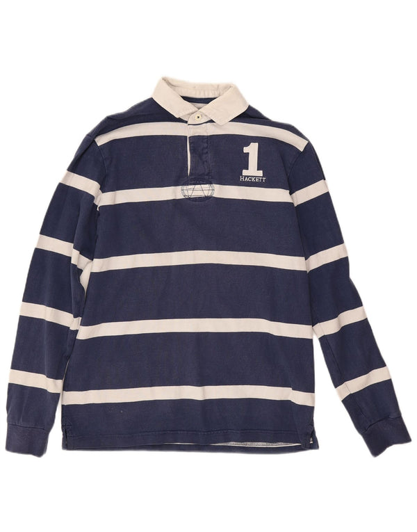 Hackett Herren-Langarm-Rugby-Poloshirt, Größe S, Marineblau gestreift