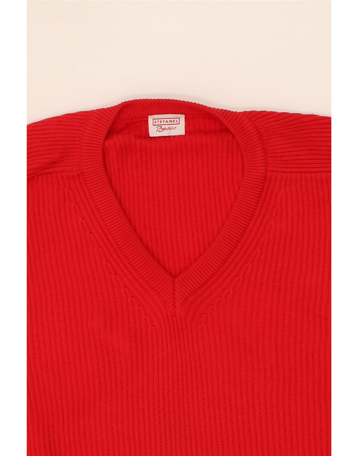 STEFANEL Mens V-Neck Jumper Sweater XL Red Vintage Stefanel and Second-Hand Stefanel from Messina Hembry 