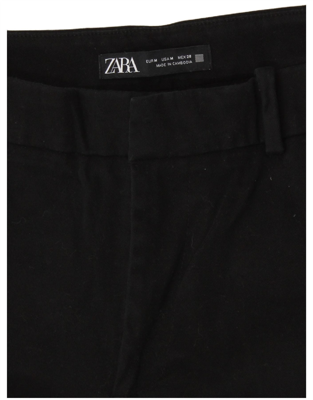 Gerade geschnittene Damenhose von Zara, mittelgroß, W28, L26, schwarze Baumwolle